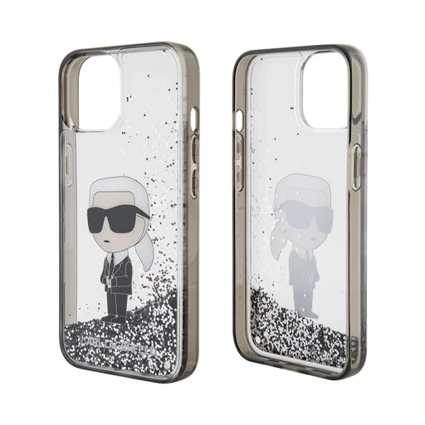 Maska za iPhone 15 6.1 transparent (KLHCP15SLKKNSK) Karl Lagerfeld Hc Liquid Glitter Ikonik - 210413