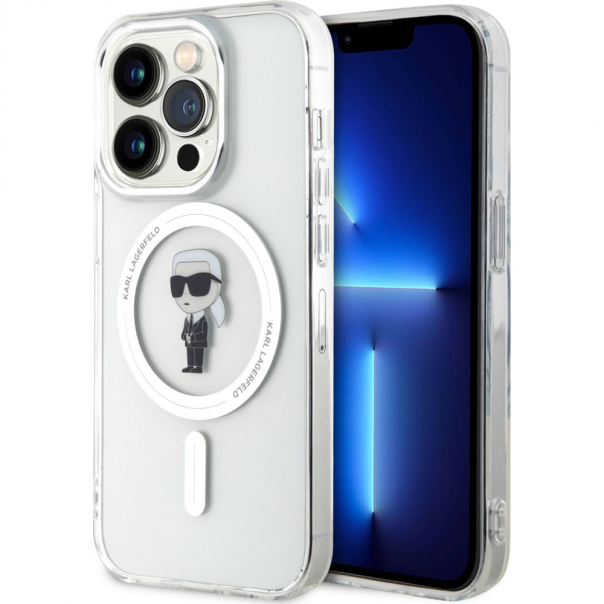 Maska za iPhone 15 Pro 6.1 transparent (KLHMP15LHFCKNOT) Karl Lagerfeld Hc Magsafe IML Ikonik - 210411
