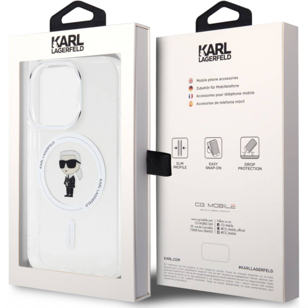 Maska za iPhone 15 Pro 6.1 transparent (KLHMP15LHFCKNOT) Karl Lagerfeld Hc Magsafe IML Ikonik - 210411