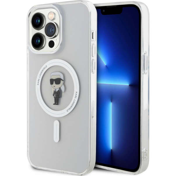 Maska za iPhone 15 Pro Max 6.7 transparent (KLHMP15XHFCKNOT) Karl Lagerfeld Hc Magsafe IML Ikonik - 210412