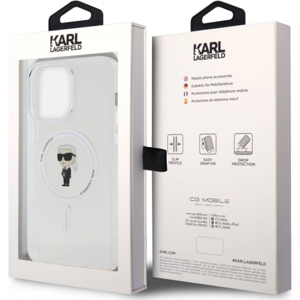 Maska za iPhone 15 Pro Max 6.7 transparent (KLHMP15XHFCKNOT) Karl Lagerfeld Hc Magsafe IML Ikonik - 210412