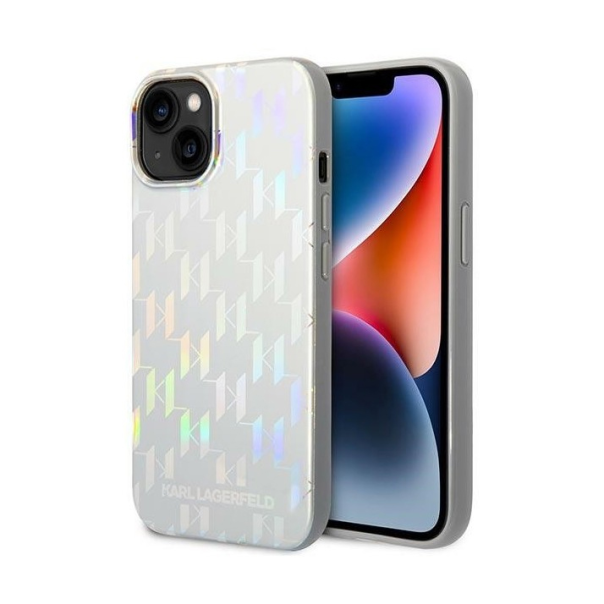 Maska za iPhone 14 6.1 Karl Lagerfeld Hc Monogram Iridescent srebrna (KLHCP14SLGMMSV3) - 205304