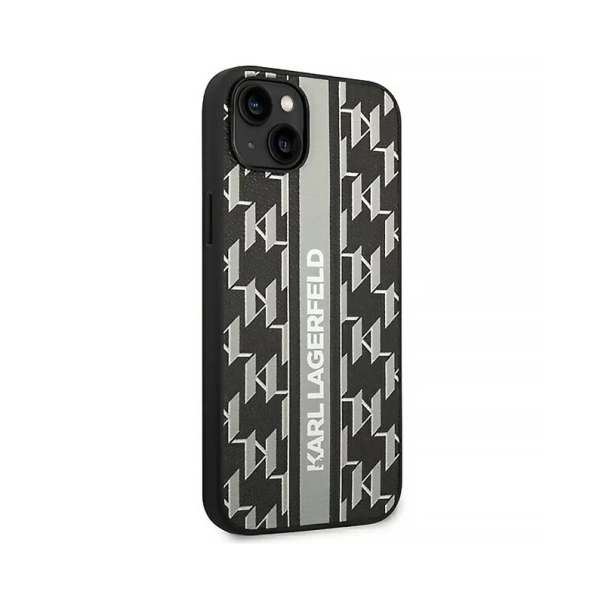 Maska za iPhone 14 6.1 Karl Lagerfeld Hc Monogram stripe siva (KLHCP14SPGKLSKG) - 205301