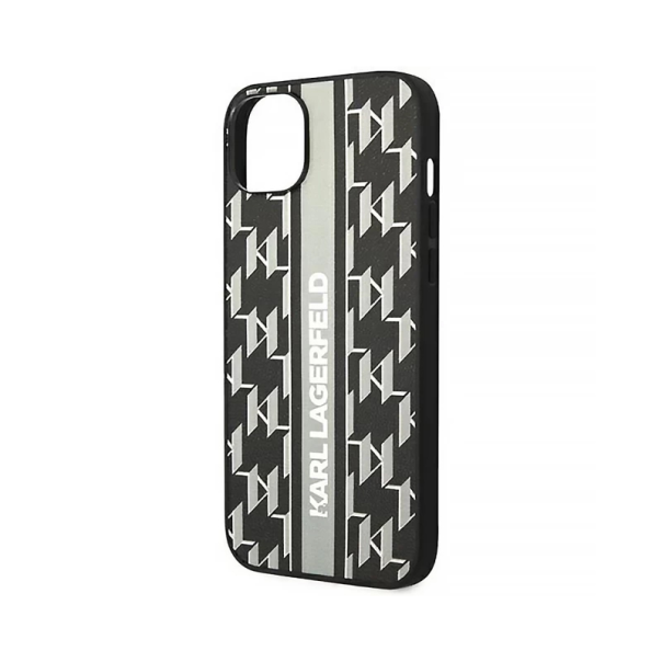 Maska za iPhone 14 6.1 Karl Lagerfeld Hc Monogram stripe siva (KLHCP14SPGKLSKG) - 205301