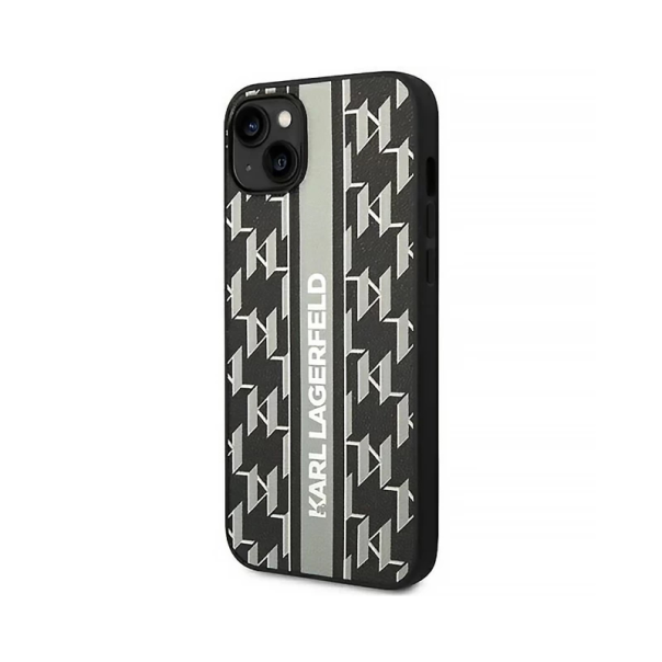 Maska za iPhone 14 6.1 Karl Lagerfeld Hc Monogram stripe siva (KLHCP14SPGKLSKG) - 205301