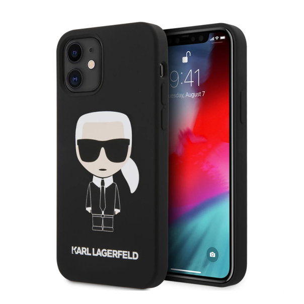 Maska za iPhone 12 mini 5.4 Karl Lagerfeld Hc Silicone Full Body Ikonic crna (KLHCP12SSLFKBK) - 205341