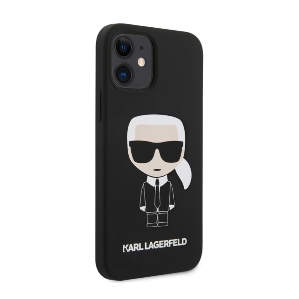 Maska za iPhone 12 mini 5.4 Karl Lagerfeld Hc Silicone Full Body Ikonic crna (KLHCP12SSLFKBK) - 205341