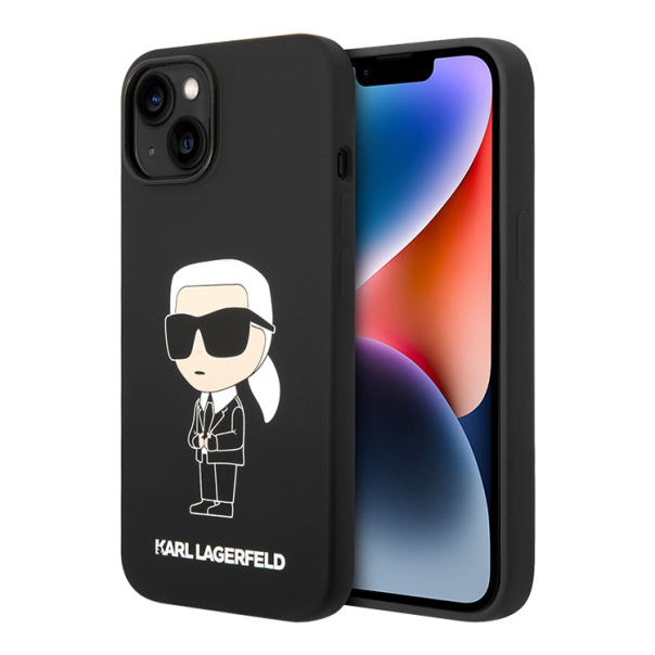 Maska za iPhone 15 6.1 Karl Lagerfeld Hc Silicone NFT Ikonik crna (KLHCP15SSNIKBCK) - 210415