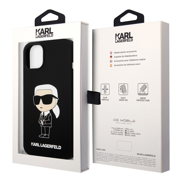 Maska za iPhone 15 6.1 Karl Lagerfeld Hc Silicone NFT Ikonik crna (KLHCP15SSNIKBCK) - 210415