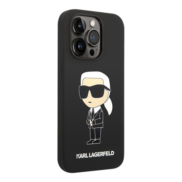 Maska za iPhone 15 Pro 6.1 Karl Lagerfeld Hc Silicone NFT Ikonik crna (KLHCP15LSNIKBCK) - 210416