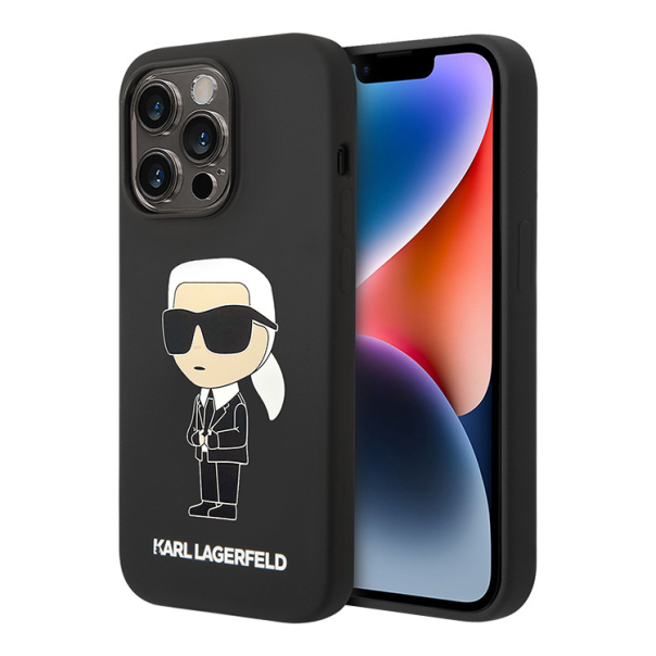 Maska za iPhone 15 Pro 6.1 Karl Lagerfeld Hc Silicone NFT Ikonik crna (KLHCP15LSNIKBCK) - 210416
