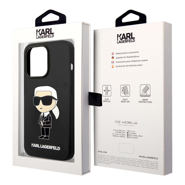 Maska za iPhone 15 Pro 6.1 Karl Lagerfeld Hc Silicone NFT Ikonik crna (KLHCP15LSNIKBCK) - 210416