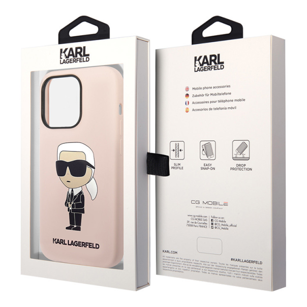 Maska za iPhone 15 Pro Max 6.7 Karl Lagerfeld Hc Silicone NFT Ikonik roze (KLHCP15XSNIKBCP) - 210418