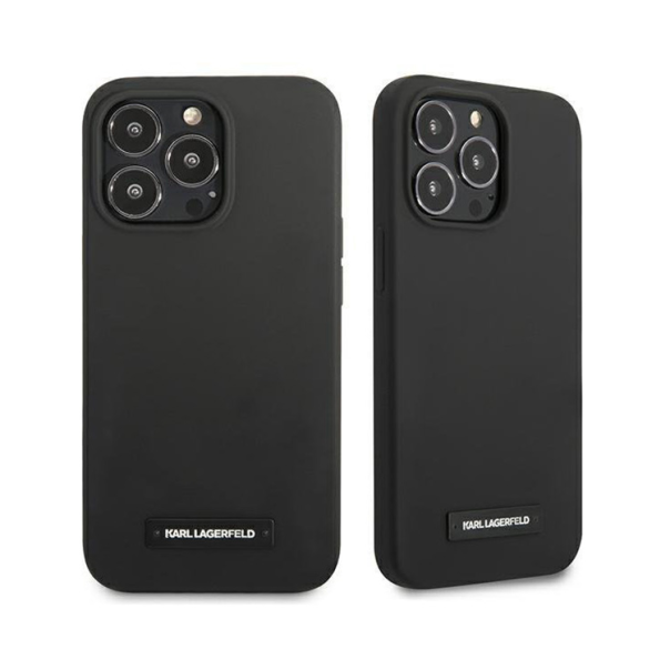 Maska za iPhone 13 Pro 6.1 Karl Lagerfeld Hc Silicone Plaque crna (KLHCP13LSLMP1K) - 205324