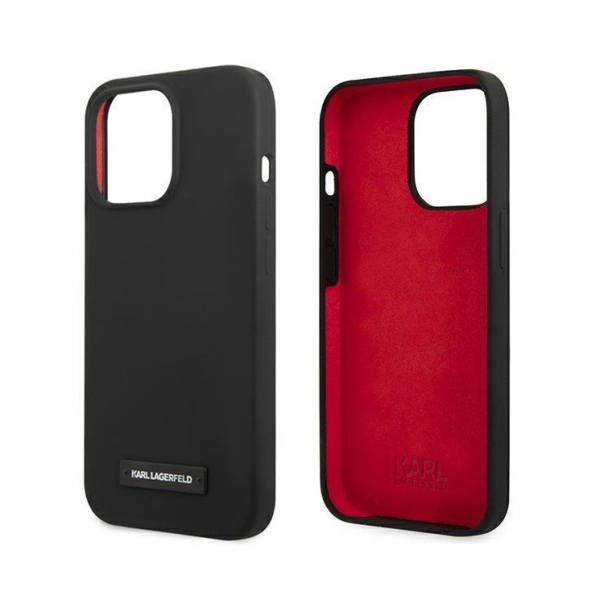 Maska za iPhone 13 Pro 6.1 Karl Lagerfeld Hc Silicone Plaque crna (KLHCP13LSLMP1K) - 205324