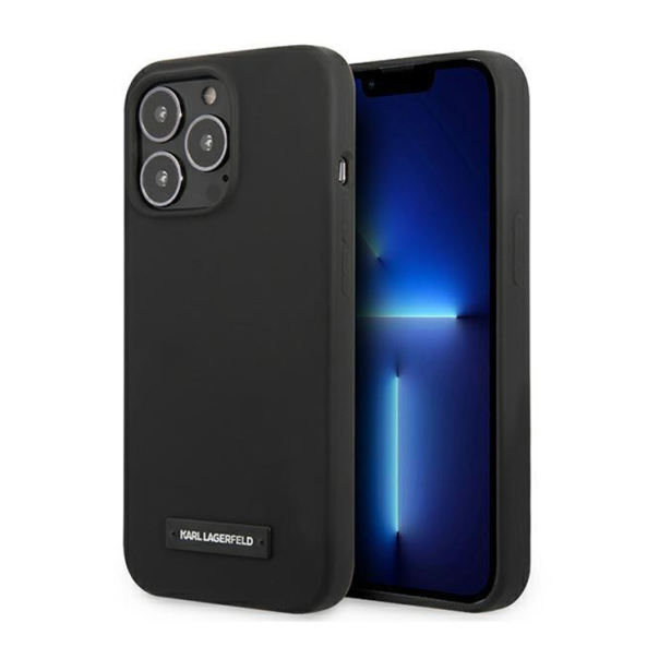 Maska za iPhone 13 Pro 6.1 Karl Lagerfeld Hc Silicone Plaque crna (KLHCP13LSLMP1K) - 205324