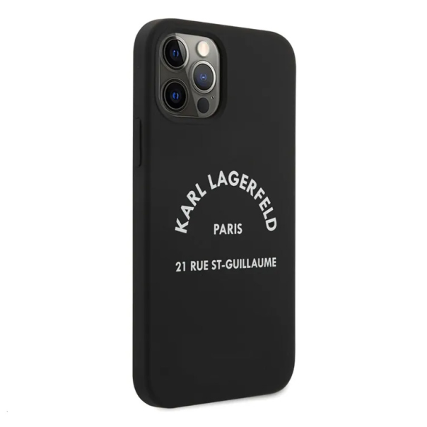 Maska za iPhone 12/12 Pro 6.1 Karl Lagerfeld Hc Silicone RSG crna (KLHCP12MSLSGRBK) - 205332