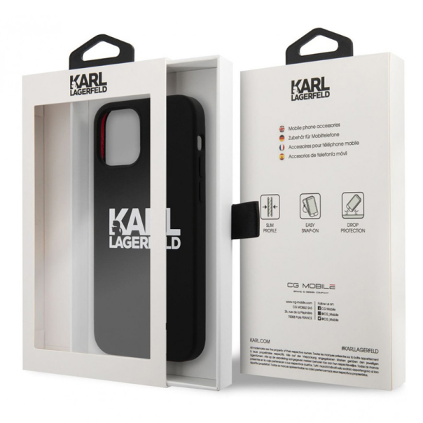 Maska za iPhone 12 Pro Max 6.7 Karl Lagerfeld Hc Silikone Stack Logo crna (KLHCP12LSLKLRBK) - 205333