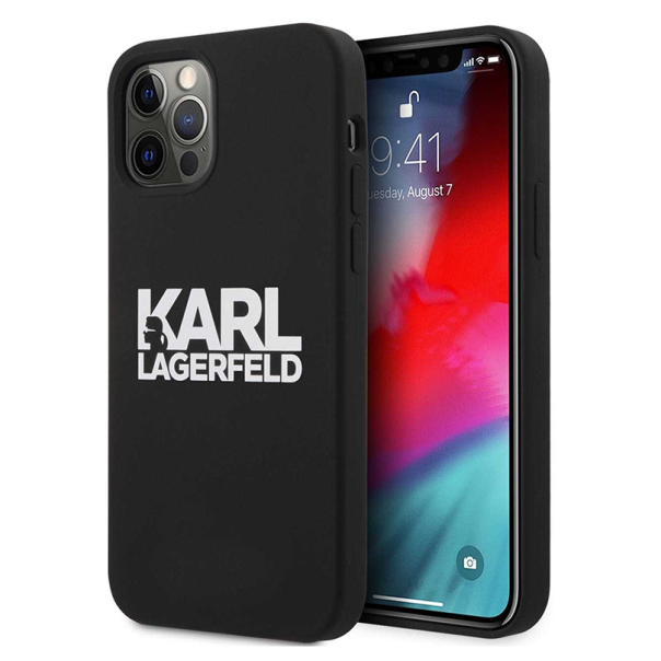 Maska za iPhone 12 Pro Max 6.7 Karl Lagerfeld Hc Silikone Stack Logo crna (KLHCP12LSLKLRBK) - 205333