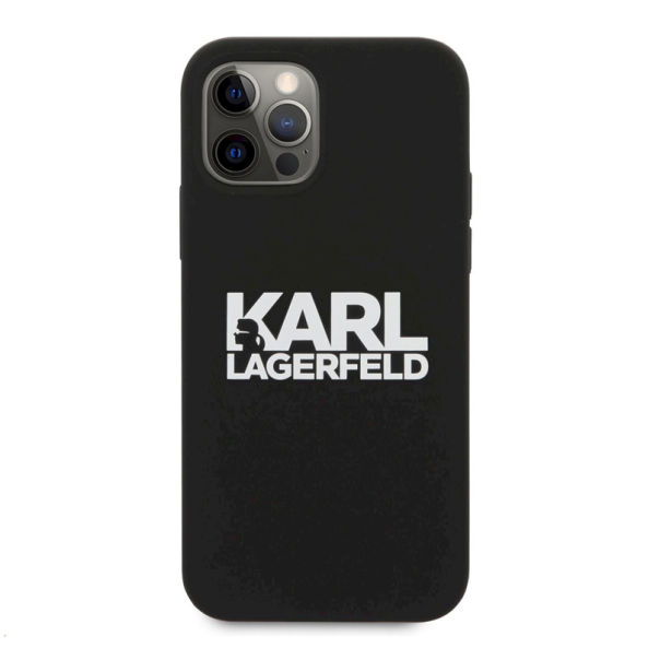 Maska za iPhone 12 Pro Max 6.7 Karl Lagerfeld Hc Silikone Stack Logo crna (KLHCP12LSLKLRBK) - 205333