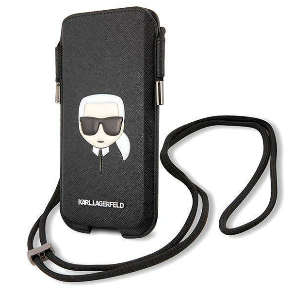 Torbica Karl Lagerfeld Pouch Pu Saffiano Karl Head Large za telefone do 6,7