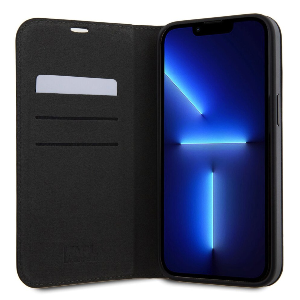 Maska za iPhone 15 Pro Max 6.7 Karl Lagerfeld Saffiano BP Nft Karl&Choupette crna (KLBKP15XSANKCPK) - 210449