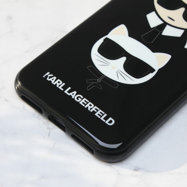 Maska za iPhone X/XS Karl Lagerfeld TPU Choupette crna (KLHCPXTPUKICKC) - 205343