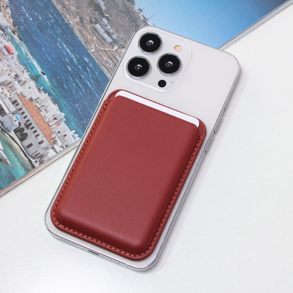 Maska za iPhone 14 Leather Magsafe Pocket bordo - 205822