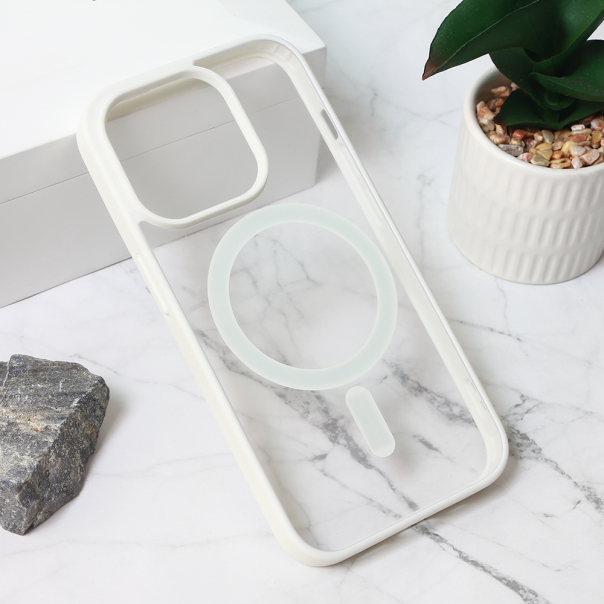 Maska za iPhone 15 Pro 6.1 Magsafe Frame Color bela - 209640