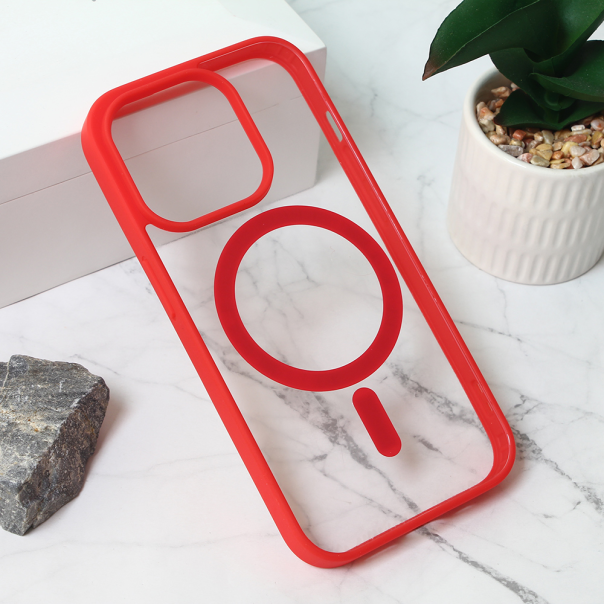 Maska za iPhone 15 Pro 6.1 Magsafe Frame Color crvena - 209642