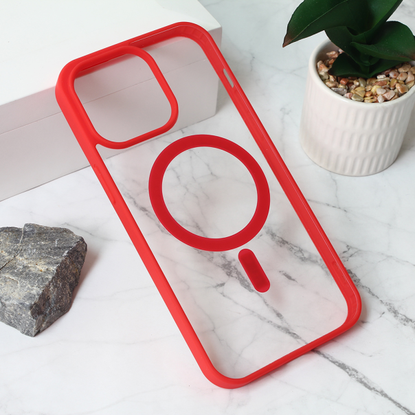 Maska za iPhone 15 Pro Max 6.7 Magsafe Frame Color crvena - 209649