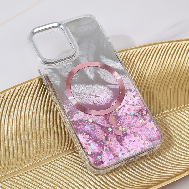 Maska za iPhone 12 6.1 Magsafe Glitter roze - 217000