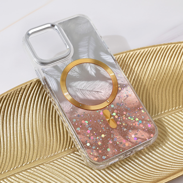 Maska za iPhone 12 6.1 Magsafe Glitter zlatna - 216999