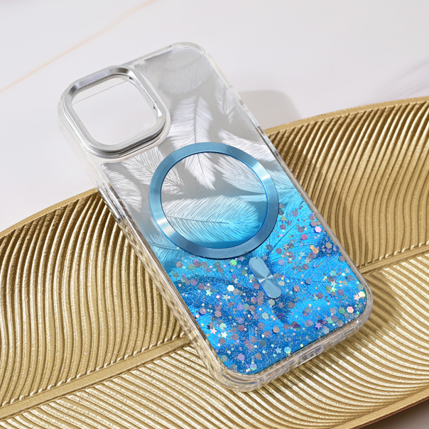 Maska za iPhone 13 6.1 Magsafe Glitter plava - 217005