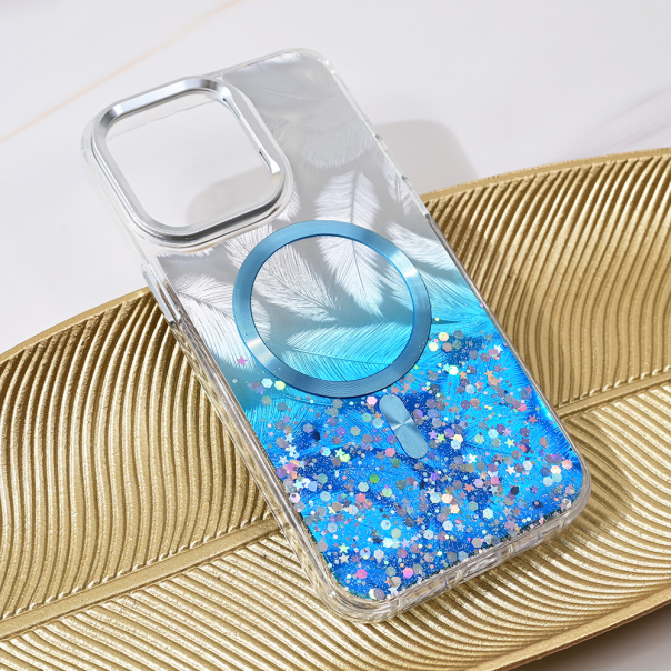 Maska za iPhone 13 Pro Max 6.7 Magsafe Glitter plava - 217009