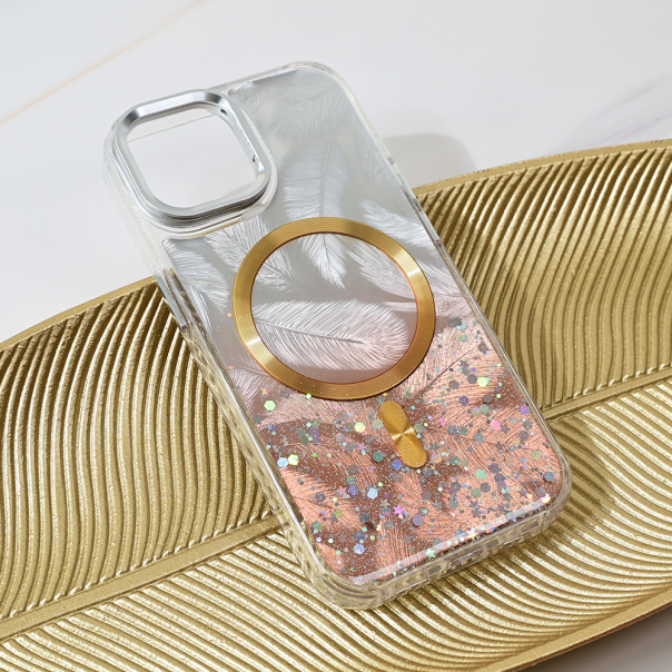 Maska za iPhone 15 6.1 Magsafe Glitter zlatna - 217016