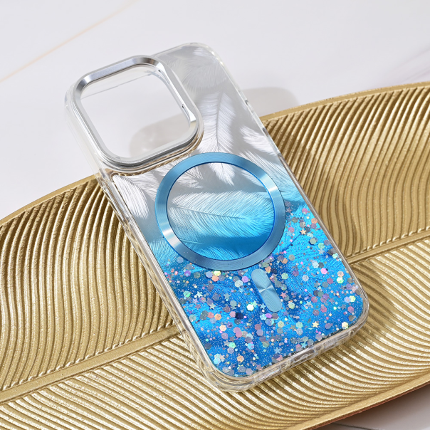 Maska za iPhone 15 Pro 6.1 Magsafe Glitter plava - 217017