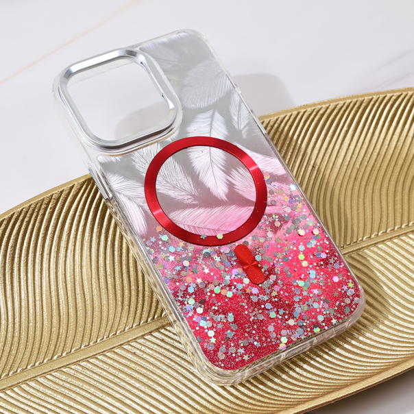 Maska za iPhone 15 Pro Max 6.7 Magsafe Glitter crvena - 217021