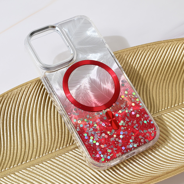 Maska za iPhone 16 6.1 Magsafe Glitter crvena - 217026