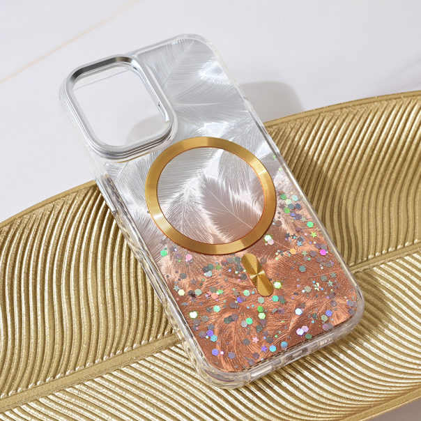 Maska za iPhone 16 6.1 Magsafe Glitter zlatna - 217024