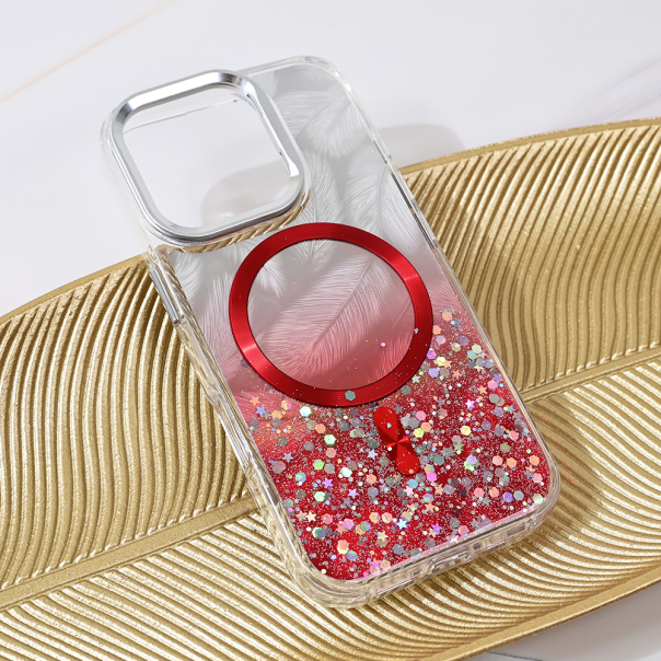 Maska za iPhone 16 Pro 6.3 Magsafe Glitter crvena - 217029