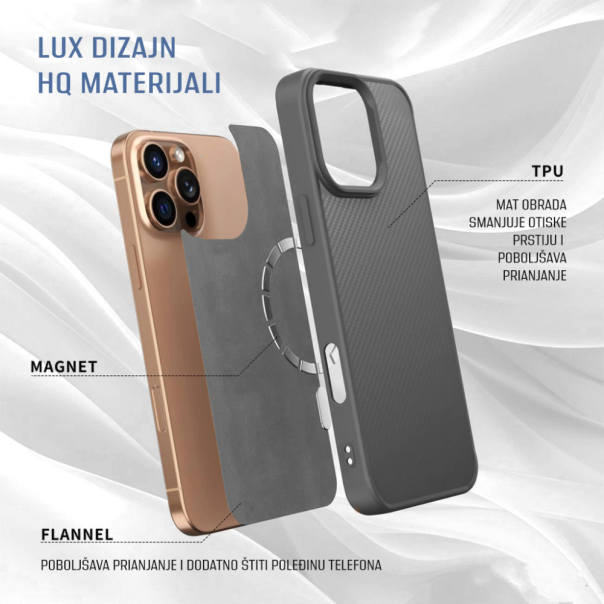 Maska za iPhone 17 Pro Max 69 Magsafe Kevlar siva - 223918