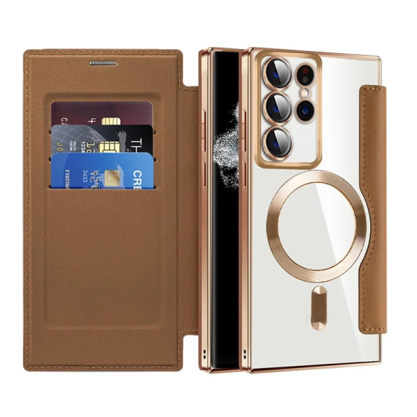 Torbica Magsafe Lux Bi Fold za Samsung S908B Galaxy S22 Ultra braon - 220617