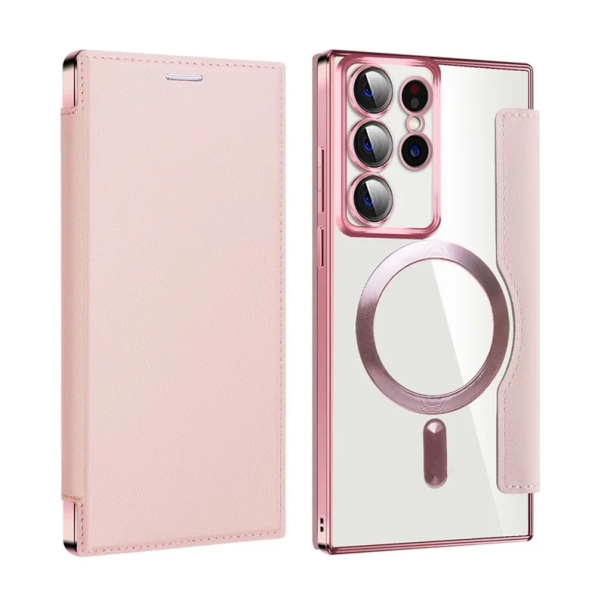 Torbica Magsafe Lux Bi Fold za Samsung S908B Galaxy S22 Ultra roze - 220620