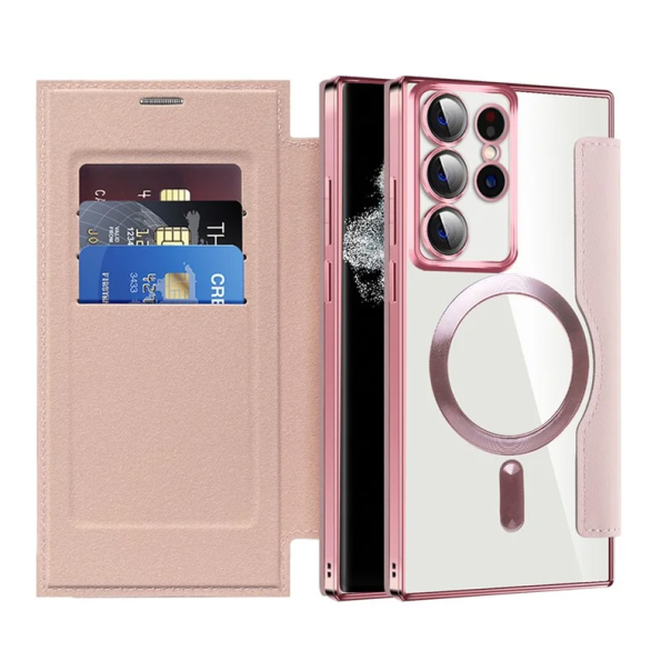 Torbica Magsafe Lux Bi Fold za Samsung S908B Galaxy S22 Ultra roze - 220620