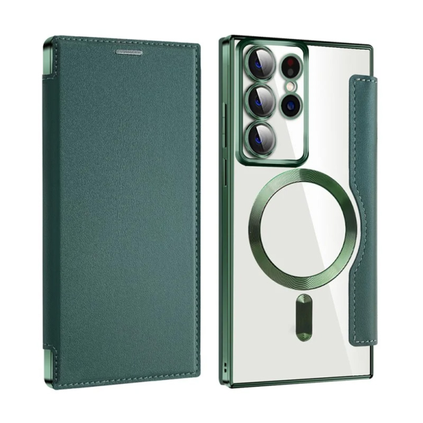 Maska za Samsung Galaxy S22 Ultra Magsafe Lux Bi Fold zelena - 220618