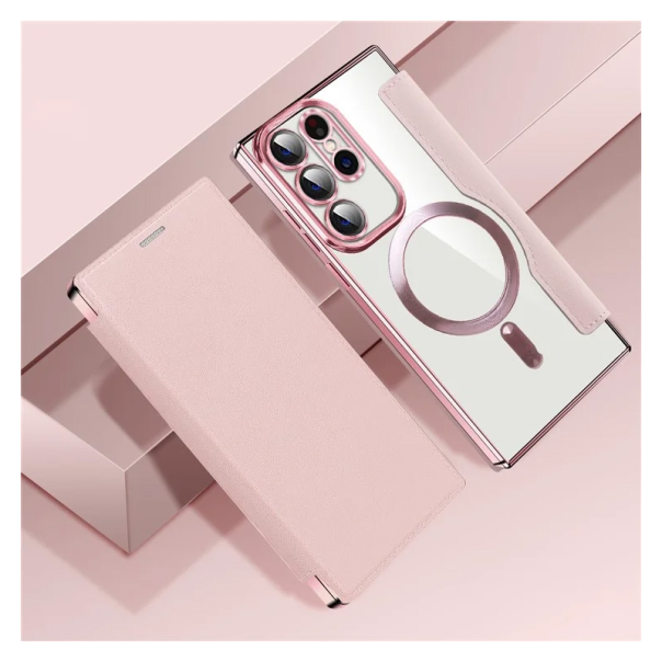 Maska za Samsung Galaxy S23 Ultra Magsafe Lux Bi Fold roze - 220626