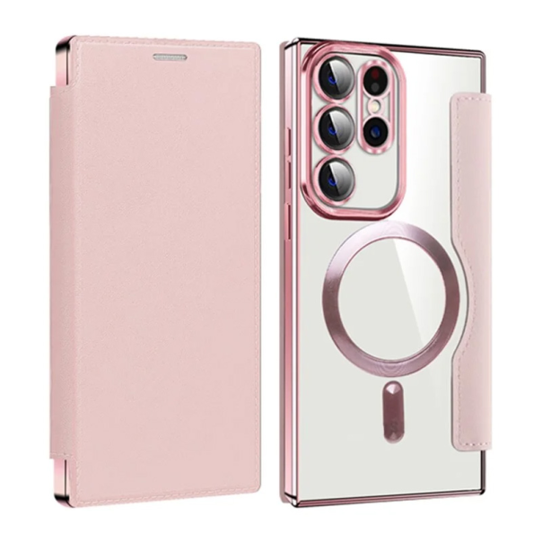 Maska za Samsung Galaxy S23 Ultra Magsafe Lux Bi Fold roze - 220626
