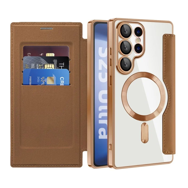 Torbica Magsafe Lux Bi Fold za Samsung S938B Galaxy S25 Ultra braon - 220647