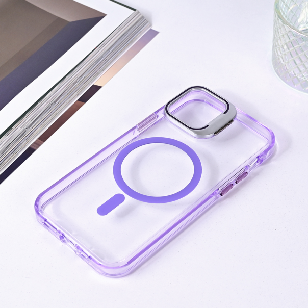 Torbica Magsafe transparent za iPhone 12 6.1 ljubicasta - 215964-1